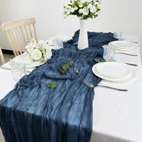 Semi-Sheer Gauze Table Runner Sage Cheesecloth Table Setting Dining Vintage Wedding Party Christmas Banquets Arches Cake Decor 2