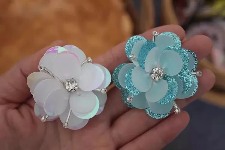 10 Stück Hand nähen DIY Blumen schuhe Spitze Patch Stoff Aufkleber Kleidung Hüte Pailletten Hochzeits kleid dekorative Applikation Zubehör – Detail 16