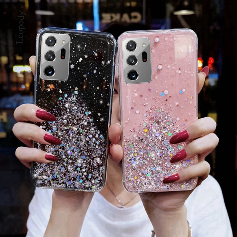Bling Glitter Soft Phone Case For Samsung Galaxy Note 20 Ultra Note20 Ultra N985F Back Cover For Samsung Note 20 Ultra 5G Capa