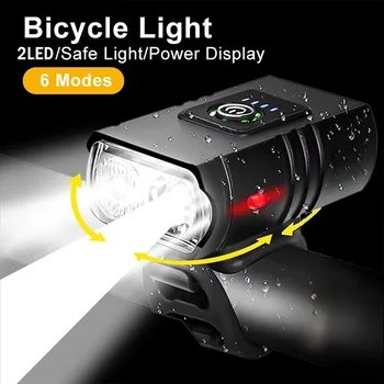 1000LM Luce per bici 2 LED Luci per bicicletta ricaricabili USB 6 modalità Torcia MTB Faro per bicicletta per ciclismo Lampada anteriore per bicicletta