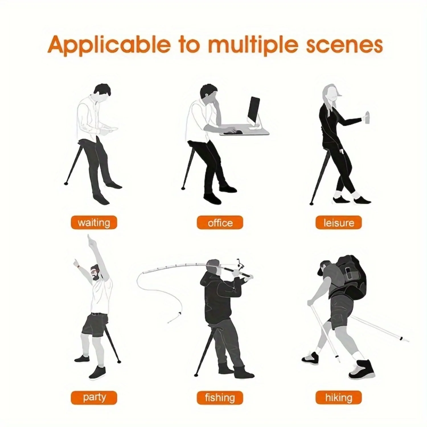 Folding Chair Retractable Stool 1pc Portable Telescopic Stool Seat Stick 3-Second Quick Folding Multifunctional Walking Stick Seat Compact Chair Outdoor