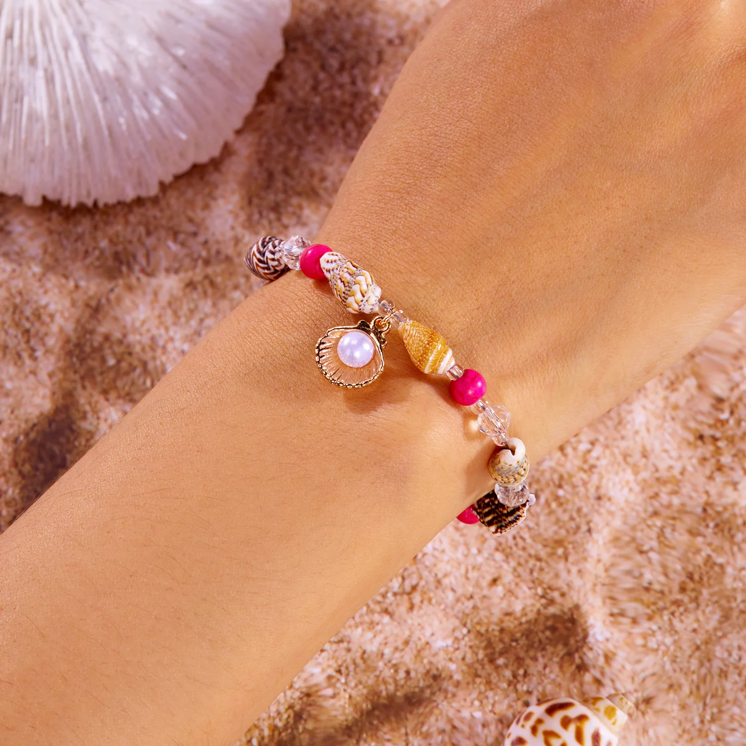 Collana Girocollo Bohémien Con Stella Marina E Perline - Lega Ipoallergenica - Gioiello Spiaggia