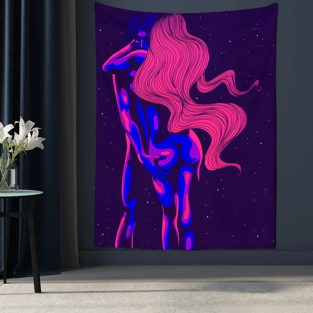 Psychedelic Tapestry Wall Hanging 80s Aesthetic Wall Cloth Tapestries Hippie Decor Living Room Bedroom Bohemian INS Print
