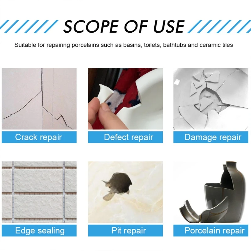 Ceramic Repair Paste A + B Tub Tile Shower Repair Kit Bathtub Crack Refinishing Porcelain Acrylic Fiberglass ceramic repair paste porcelain repair kit ceramic repair agent tile repair kit tile repair cream ceramic tile repairing tool set