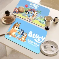 Cartoon B-Blueys Kitchen Draining Mat Non-slip Drain Dish Mats Coffee Pad Heat Resistant Placemat Dinnerware Dustproof Pads 1