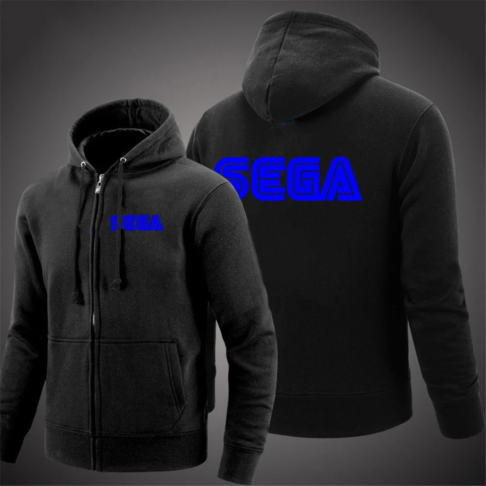 

Sega Logo 2023 New Style Men's Spring and Autumn Long Sleeve Printing Solid Color Zipper Pullover Hooded Hoodie Casual Top Coat