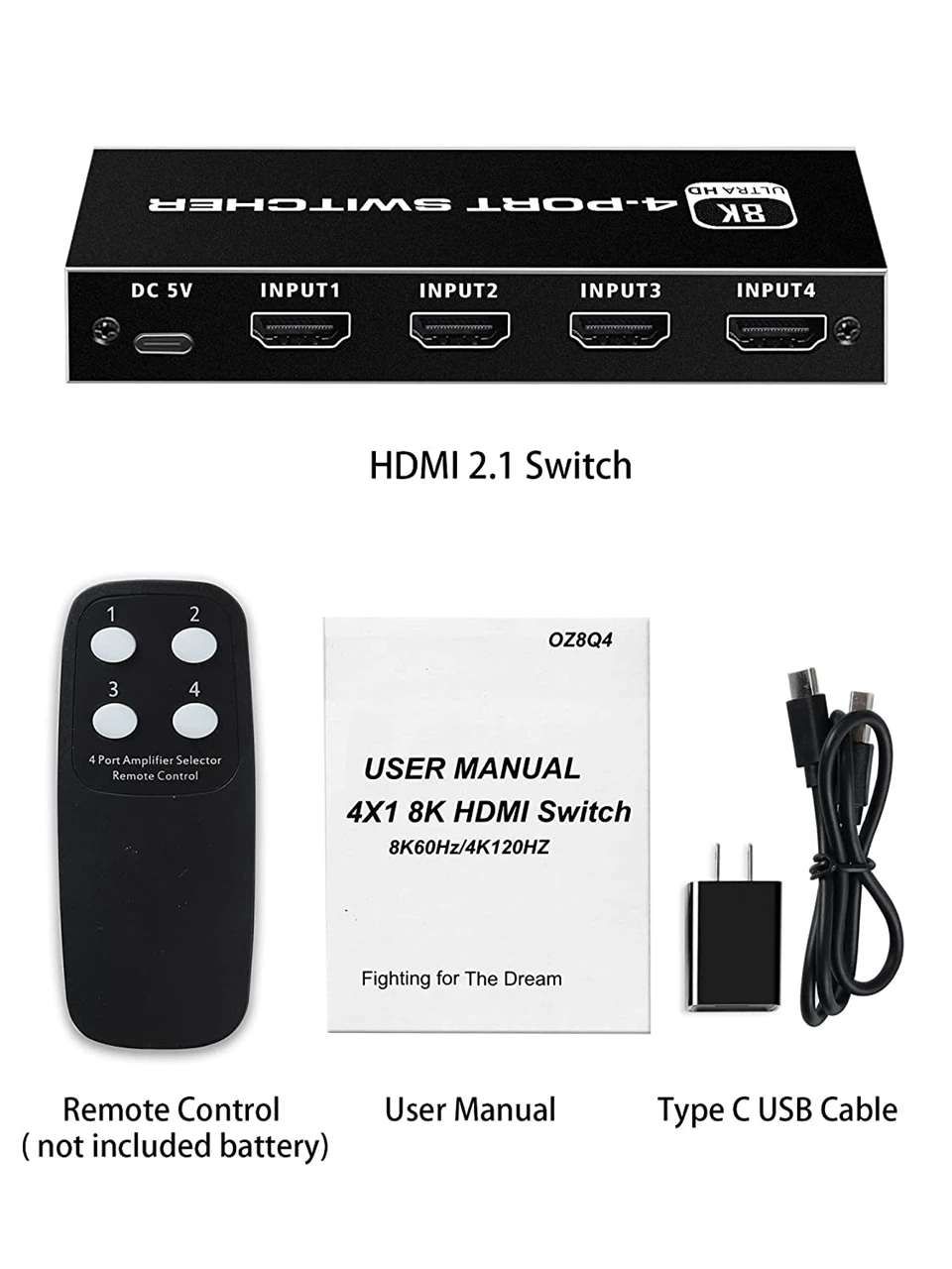 8K HDMI 2.1 Switcher Selector 4K 120Hz HD Switch HDMI Splitter 4 In 1 Out 3 In 1