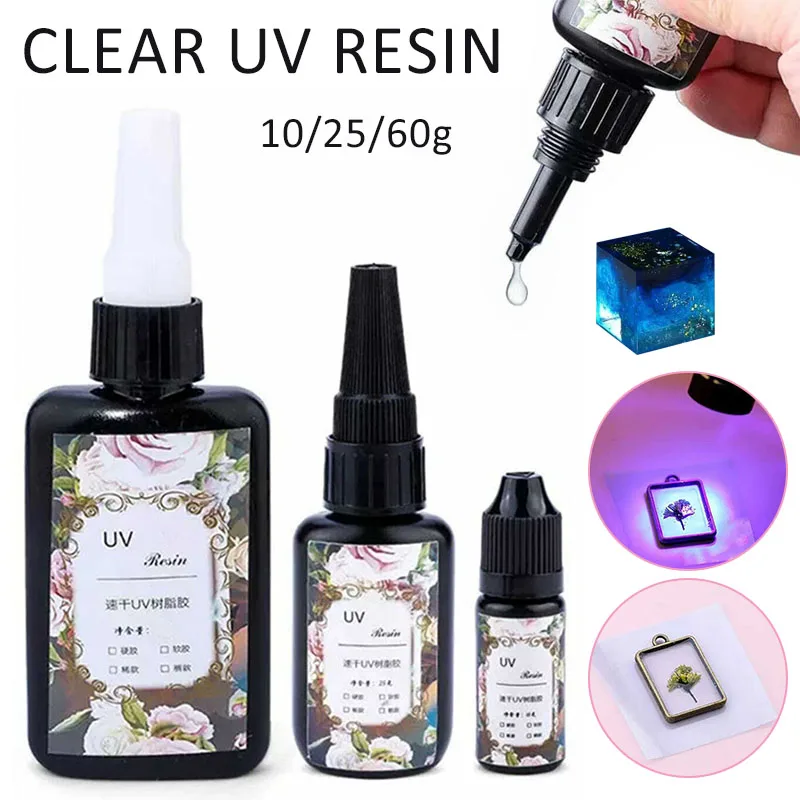 10g/25g/60g Ultraviolet Hard Type UV Resin Glue Clear Crystal Epoxy Glue Fit For DIY Jewelry Making Craft Supplies 517f clear silicone epoxy resin mixing cups distribution measuring cup diy epoxy resin tools for jewelry making hobby craft