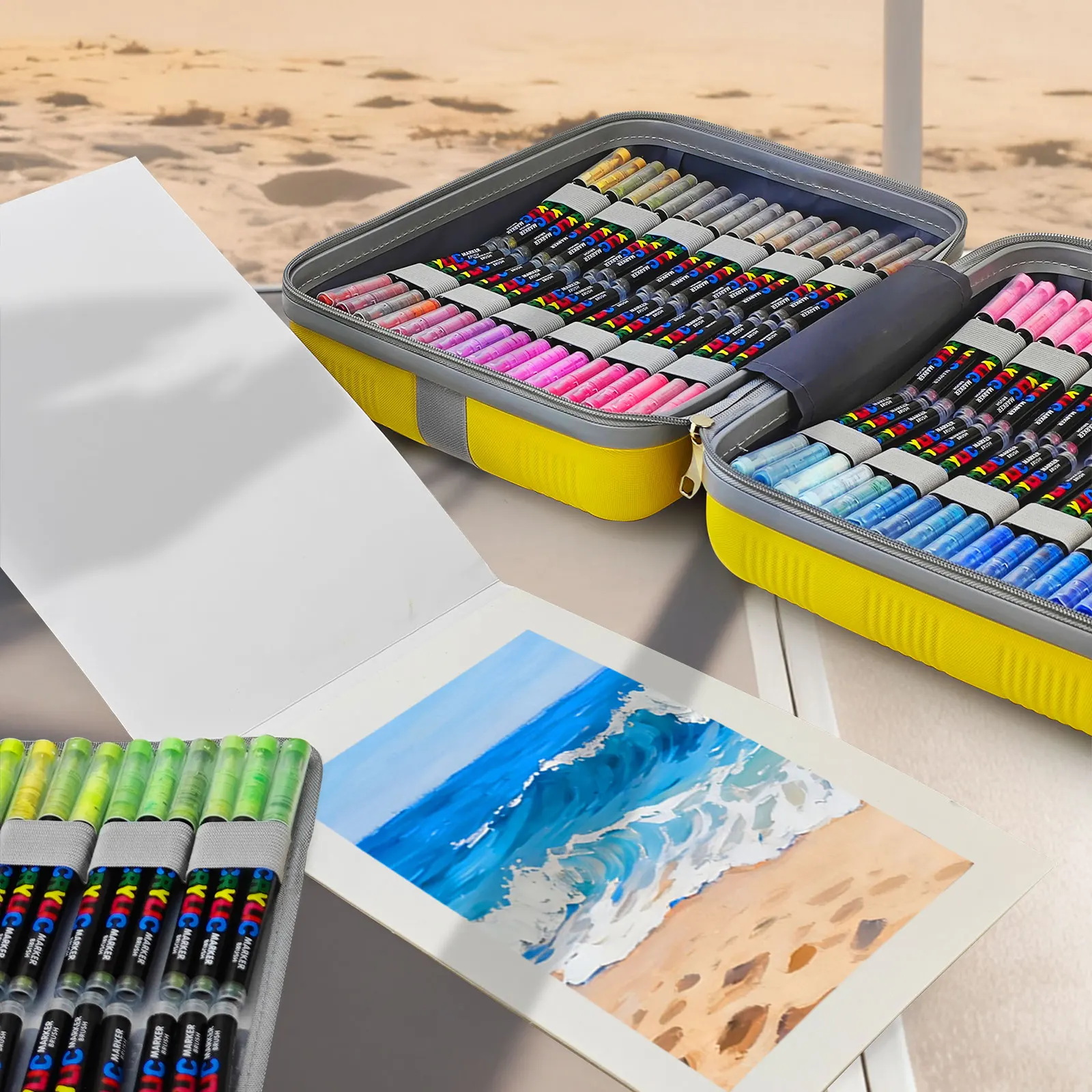 360색 부츠 아크릴 소프트 팁 마커 페인트 펜 240세트 휴대용 가방 브러시 펜 페인트 스톤 록 캔버스 아트 마킹 광나