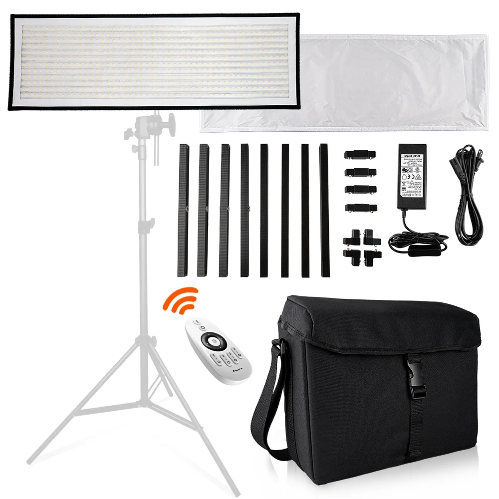 puluz 38cm 1000lm led photography shadowless light lamp panel pad with switch metal material no polar dimming light 33 3cm x 33 3cm effective area FL-3090 1x3' 30x90cm Daylight LED Light Panel 5500K Dimmable Photography Light with Soft Cloth Remote Control and Bag