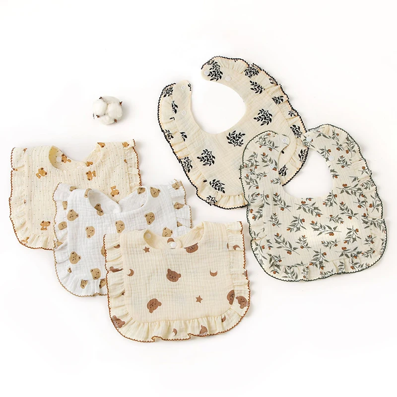 Bibs Burp Cloths 소녀 먹이 침을 흘리는 두건 타액 수건 프릴 꽃 Bibs 액세서리