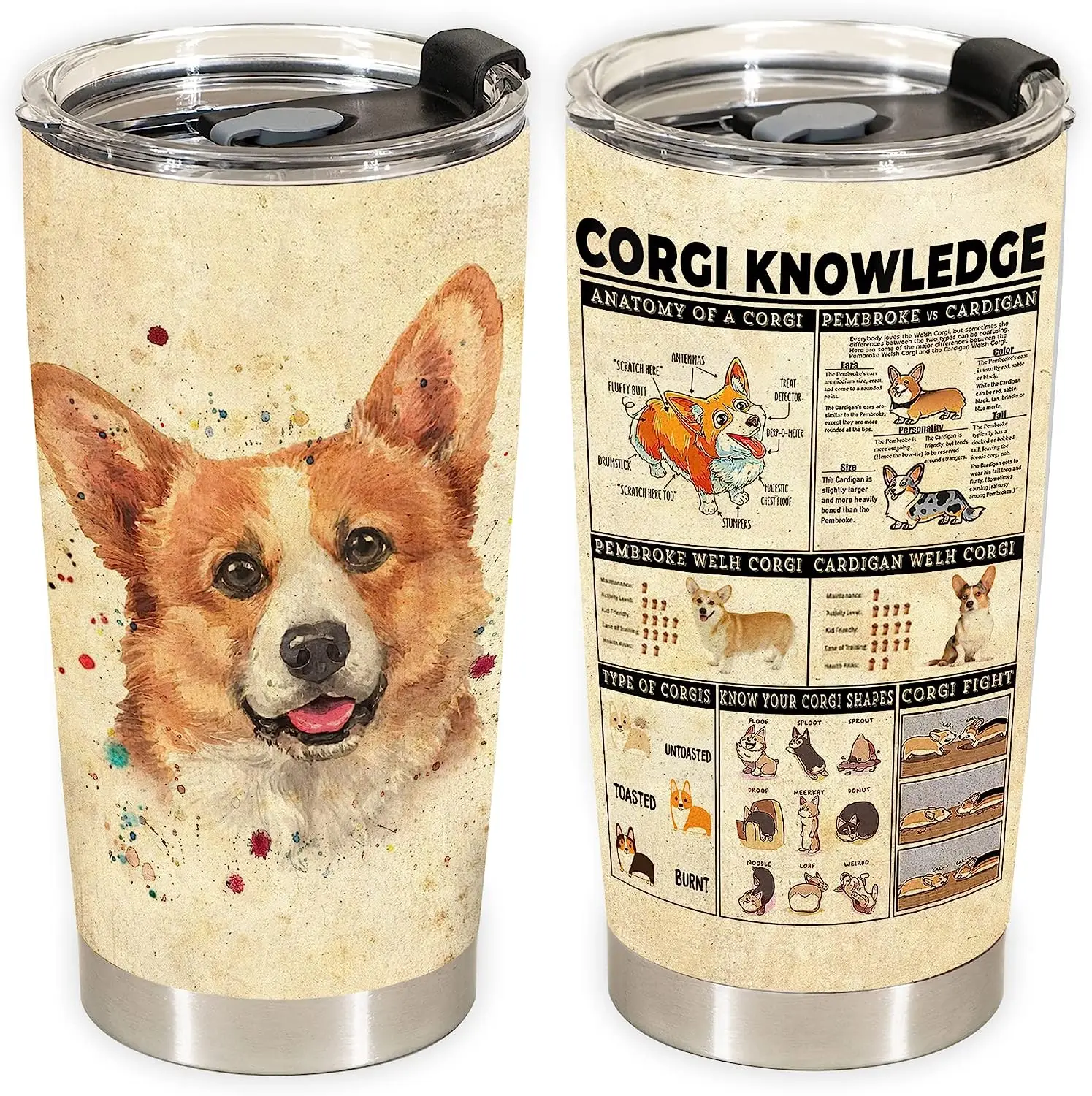 

Dog Stainless Steel Tumbler Cute Dog Cup Gift for Dad, Mom, Women Gift Insulated Vacuum Tumbler with Lid Coffee Travel Mug