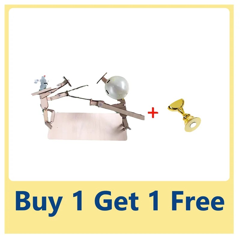 

Interesting colorful couple interactive balloon battle game, rope puppet clown wooden puppet craft toy doll