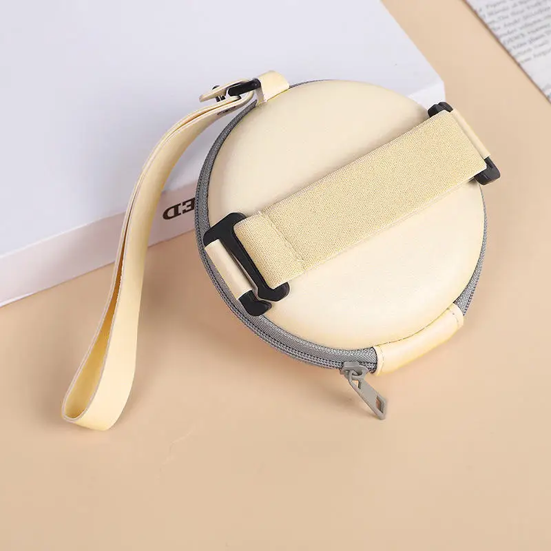 Circular Folding Sunglasses Cases Fashionable And Portable Eyewear Storage Box Zipper Soft Bag With Handheld Saving Space