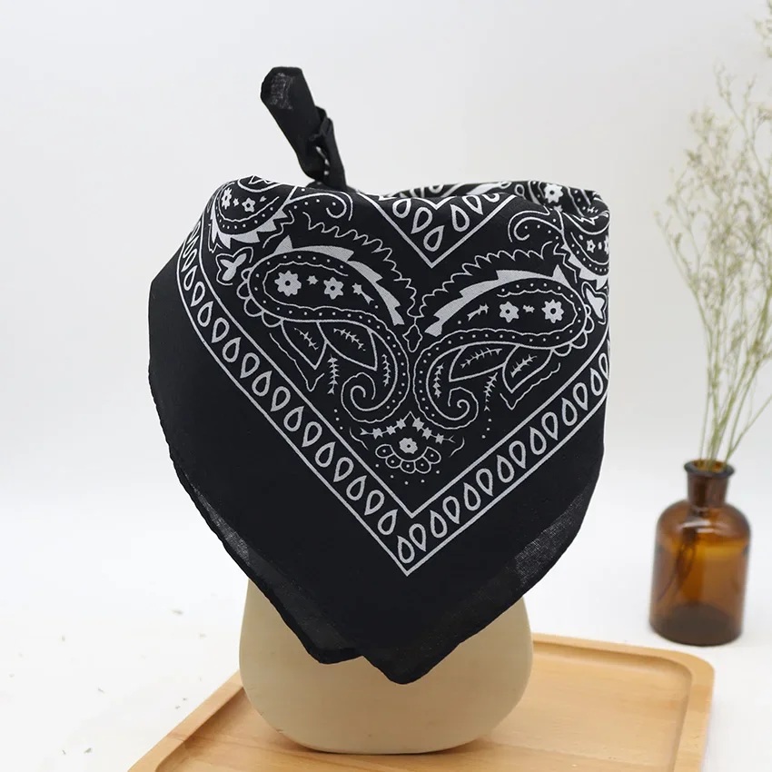 Unisex Hip Hop Lenço Bandana, Cabelo Preto Faixa Lenço Do Pescoço, Sports Headwear, Wraps De Pulso, Cabeça Praça Lenços, Lenço De Impressão