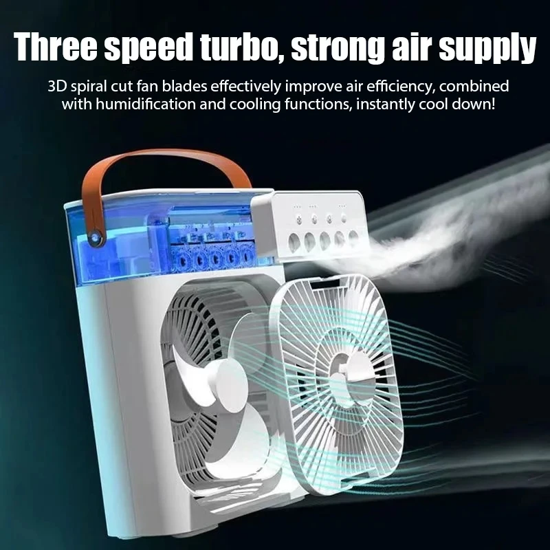 Description Picture 4 of itemPortable Humidifier Fan Air Conditioner USB 5 Hole Mist Sprayer Cooling Desktop Electric Fan Small Air Cooler For Home Office