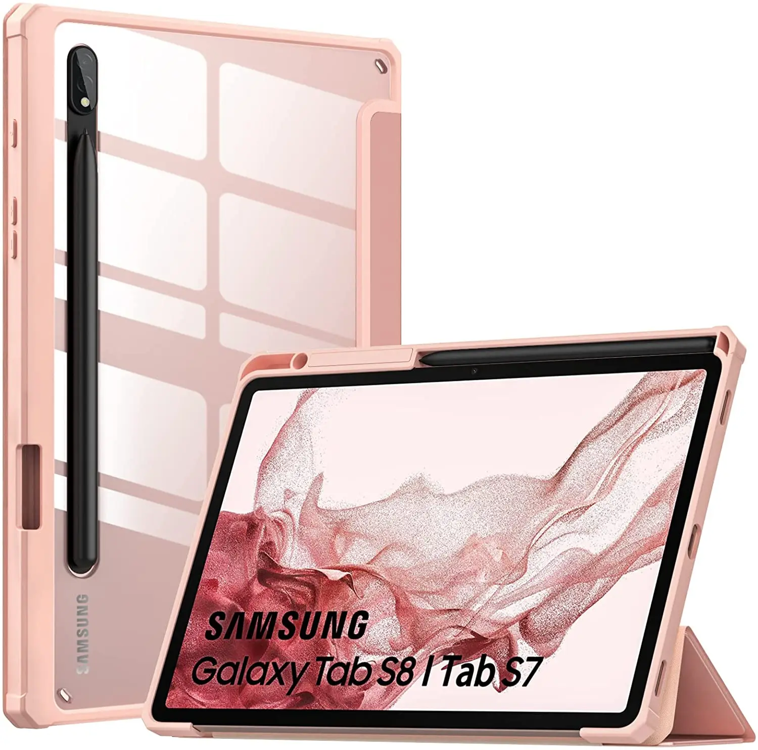 Capa de Couro Dobrável Magnética para Samsung Galaxy Tab Caixa em Ouro Rosa s8 s7 s9 Plus s7 fe T970 12.4 11