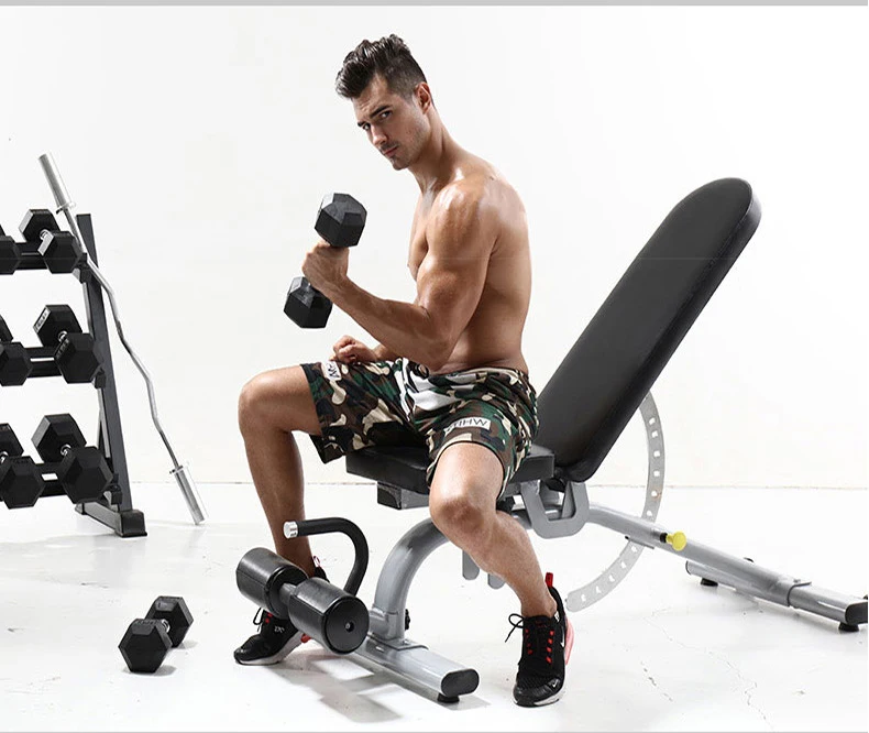 Hot Multifunctional Foldable Fitness Chair Household Metal Dumbbell Bench Cable Weight Stacks Sit-Up Board Exercise Equipment