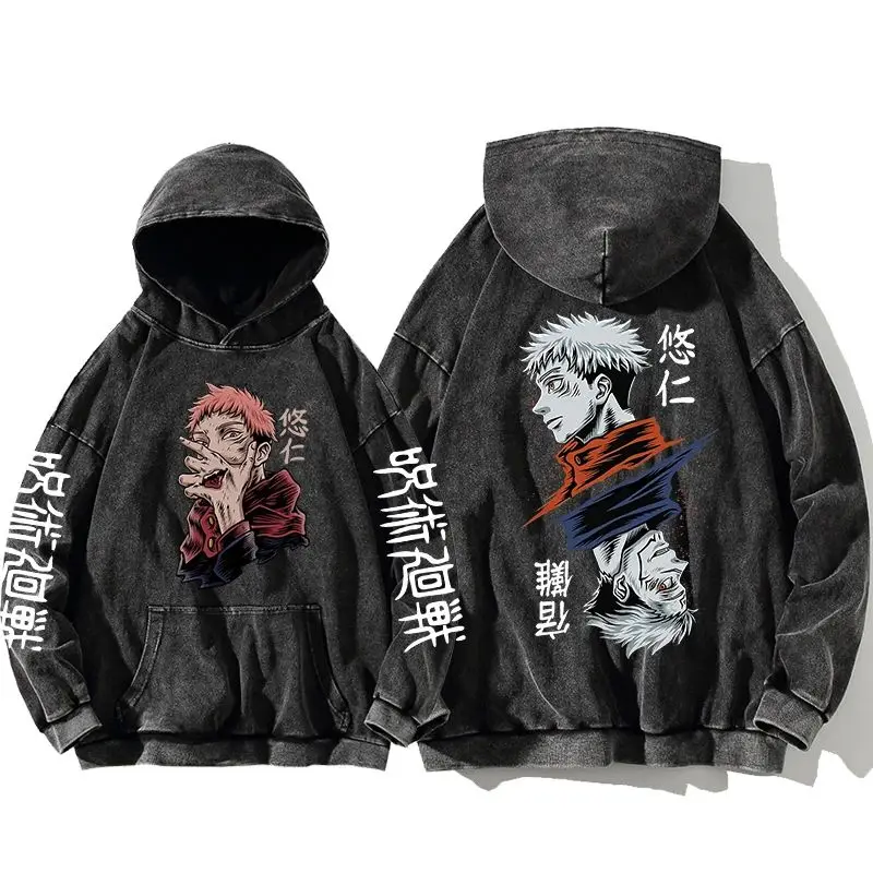 Jujutsu Kaisen Satoru Gojo Sweatshirts Anime Men's High Quality 100% Washed Cotton Hoodie Winter Oversized Streetwear Clothing 6