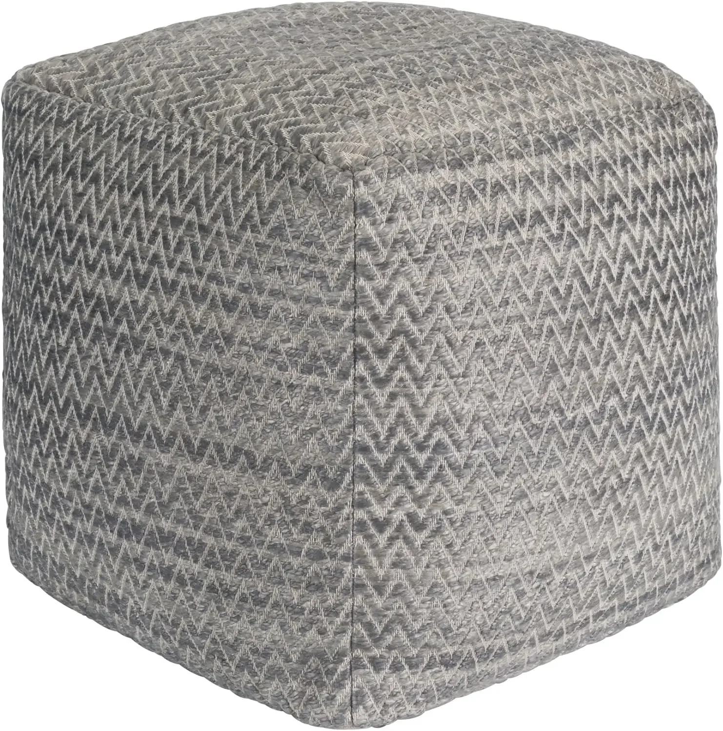 

Pasargad Home Galaxy Zig-Zag Design Silk & Wool Pouf, Grey 18" W x 18" L x 18" H