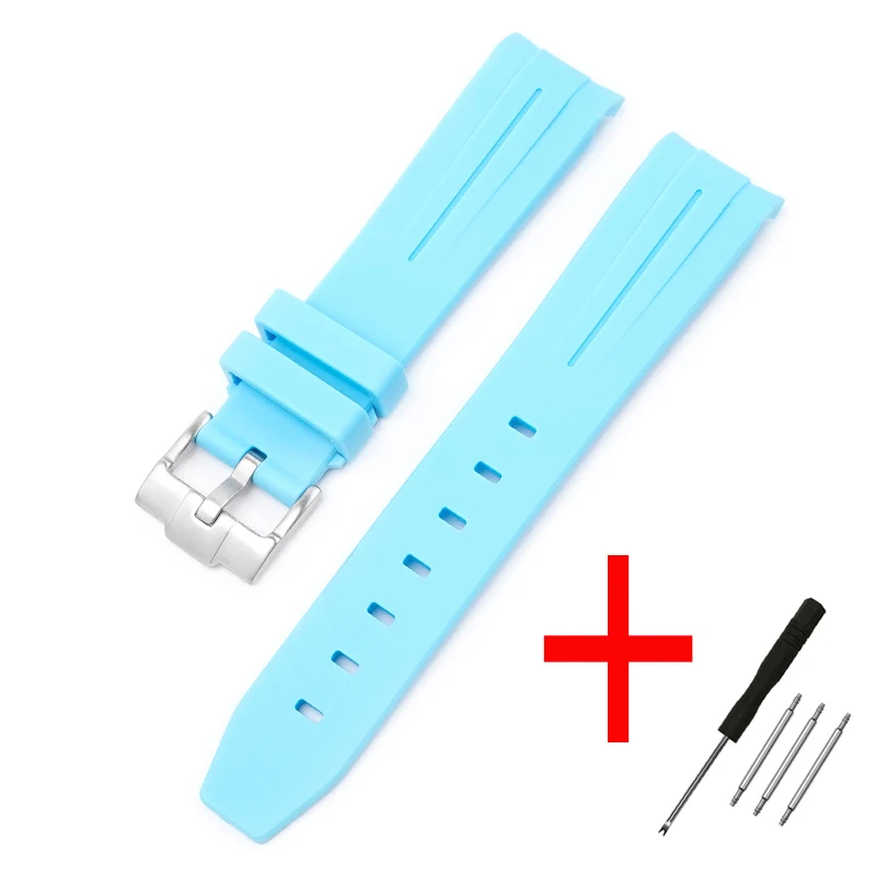 20mm Curved End Waterproof Rubber Sports Watch Strap