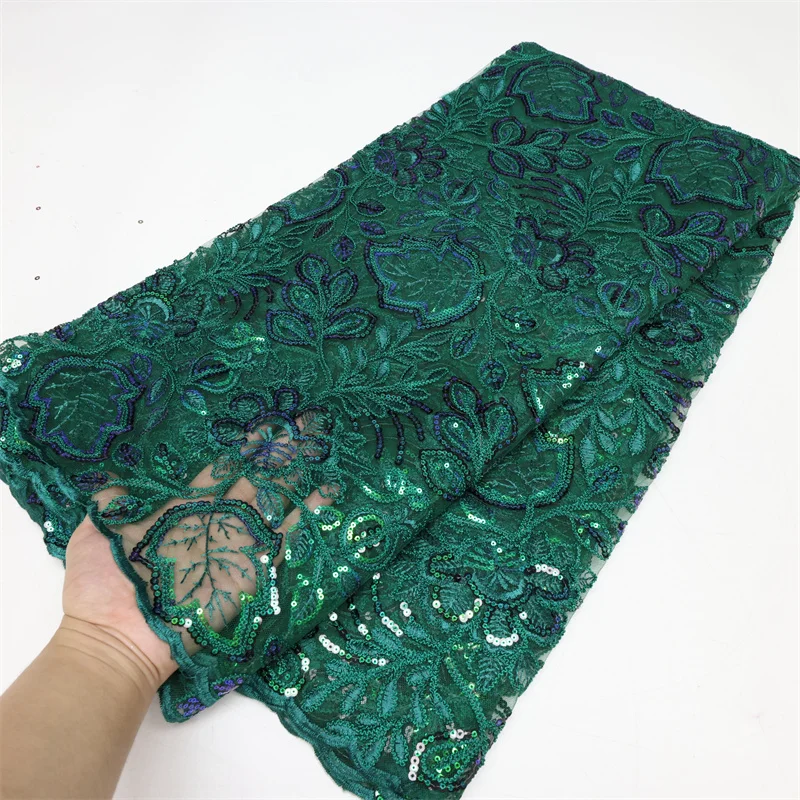 

5 yards High quality African sequins lace fabric 2022 for wedding Nigerian occasional sewing wear for Wholesale & retail -LY1985