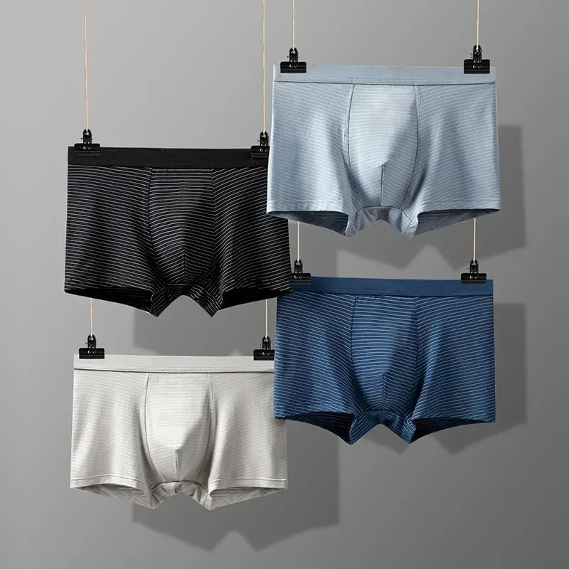

Mid-rise Underwear Boxers Striped Simple Cotton Panties Modal Universal Youth Underpants Season Men's Boxer 4 Fashion Breathable