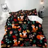 Fox Duvet Cover Set Animal Fox Bedding Set Full Size Cute Animal Pattern Printed Comforter Cover Sets for Kids Teenagers Adults 4