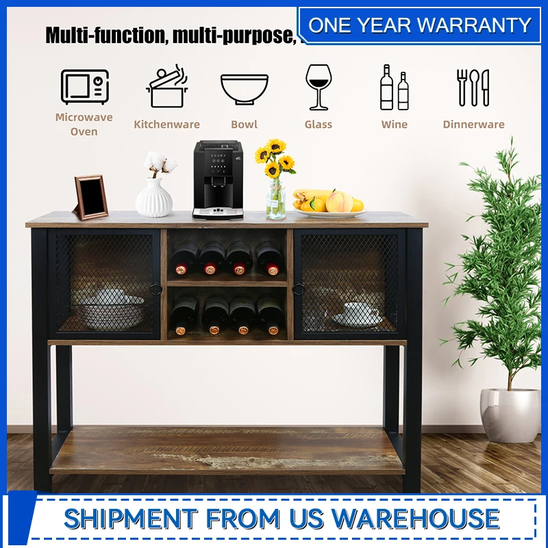 55 Inch Buffet Cabinet Large Sideboard Cabinet with Storage for Dinning Room Kitchen Hallway and Living Room(Rustic Brown)