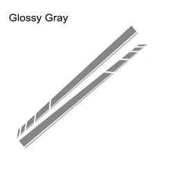 Set of 2 Car Door Side Stickers - Long Line Graphics Vinyl Decals (Glossy Gray)