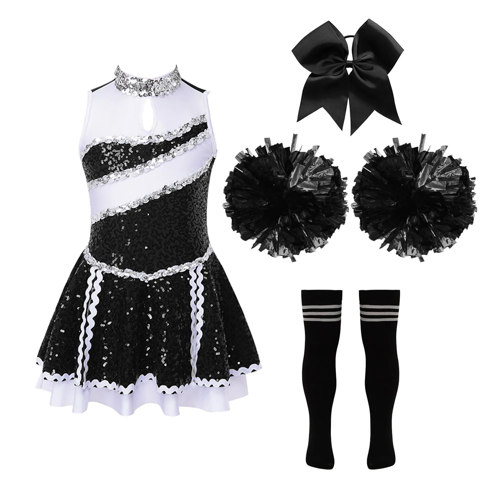 High School Girl Cheerleader Uniforms Children School Girls Cheerlead Dress Kids Cheerleading Dance Outfits Costume Dancewear - 4