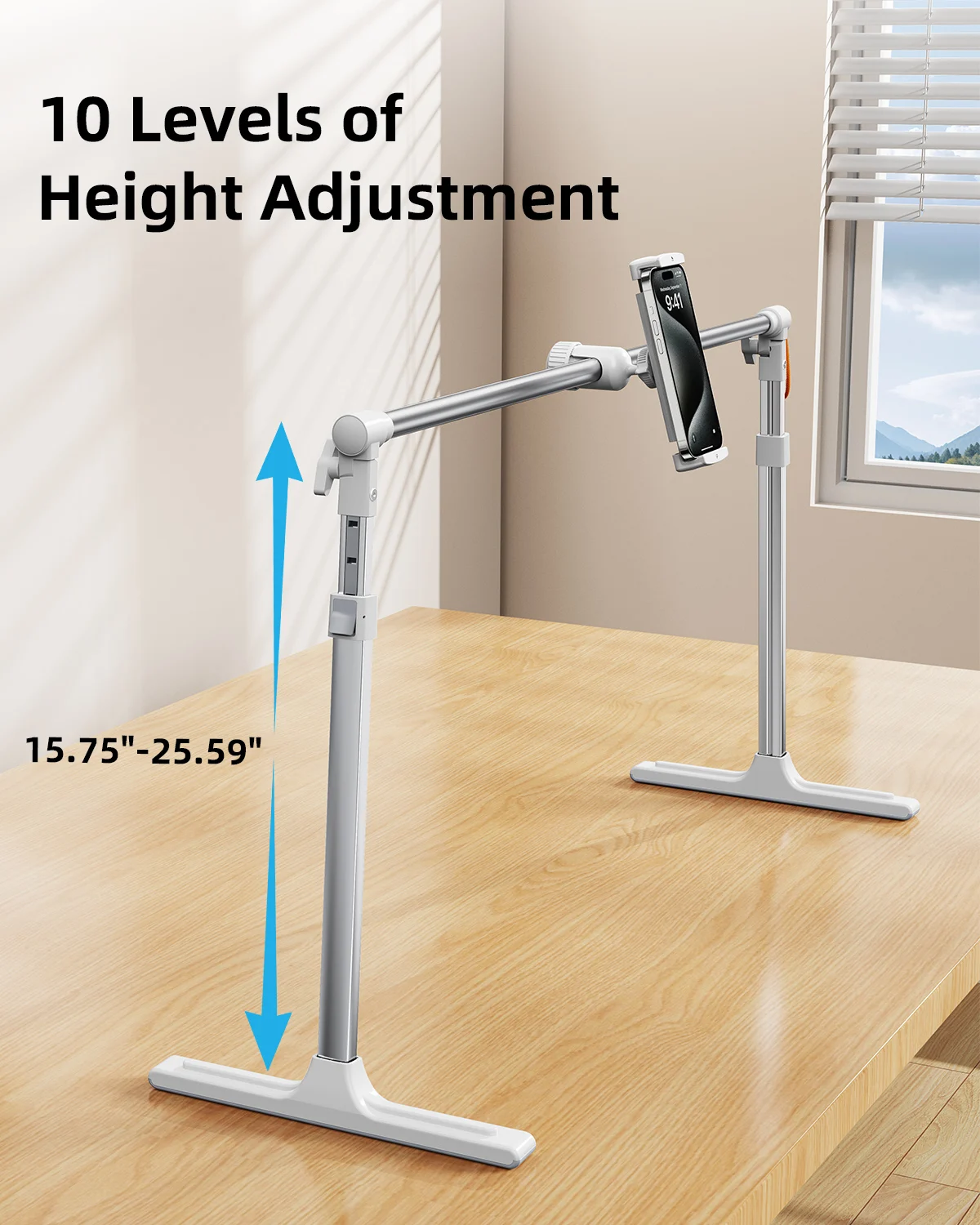 Eary Foldable Tablet Phone Holder Stand for Bed Overhead Mount for Live Vlog Streaming Video fits for iPhone Samsung 4.7-12.9"In