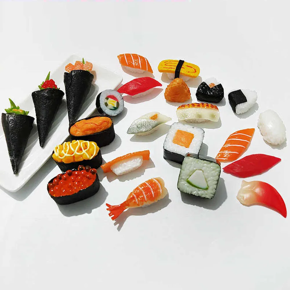 fake food props store shop decoration Abalone Scallop Sea Urchin shrimp rice squid Salmon fish Roe Slices simulation sushi