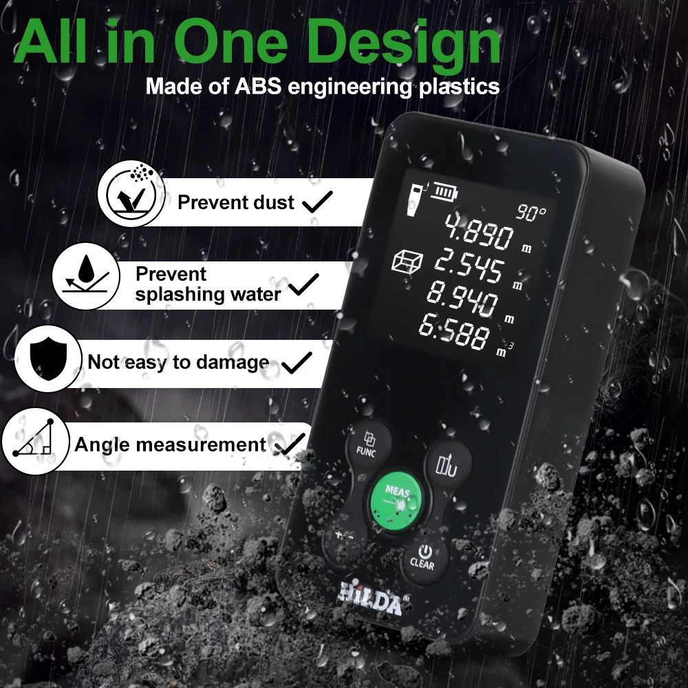 HILDA Laser Rangefinder 50M/100M/120M Red/Green Laser Distance Digital Tape Rechargeable and Measurable Angle Measure laser rangefinder