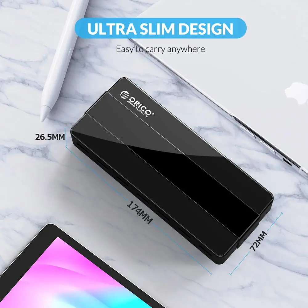 ORICO 7-Port High-Speed USB 3.0 Hub with Power Adapter