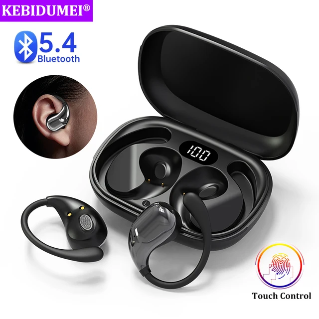 Bluetooth 5.4 crochet d'oreille casque TWS sans fil écouteurs HiFi stéréo étanche casques LED affichage longue veille tactile écouteurs 1