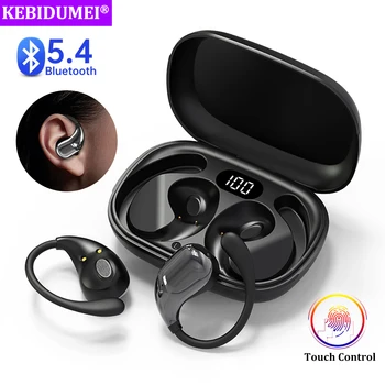Cuffie con gancio per l'orecchio Bluetooth 5.4 Auricolari wireless TWS Cuffie stereo HiFi impermeabili Display a LED Auricolari touch in standby lungo 1