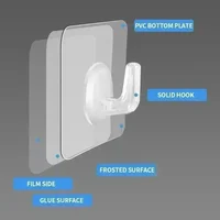 Transparent Strong Self Adhesive Hooks Trackless Sticky Hooks Key Storage Hanger for Kitchen Bathroom Door Wall Multi-Function 4