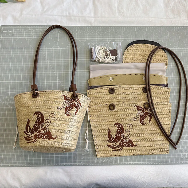 

Сумка-ведро на шнурке ручной работы, Набор для изготовления вязаных сумок ручной работы «сделай сам», набор для шитья тканых сумок-тоутов для женщин