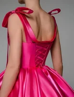 Mini Satin Sweetheart Homecoming Dresses for Teens Bow Spaghetti Straps Short Ball Gown Puffy Cocktail Prom Dress with Pockets - Image 2