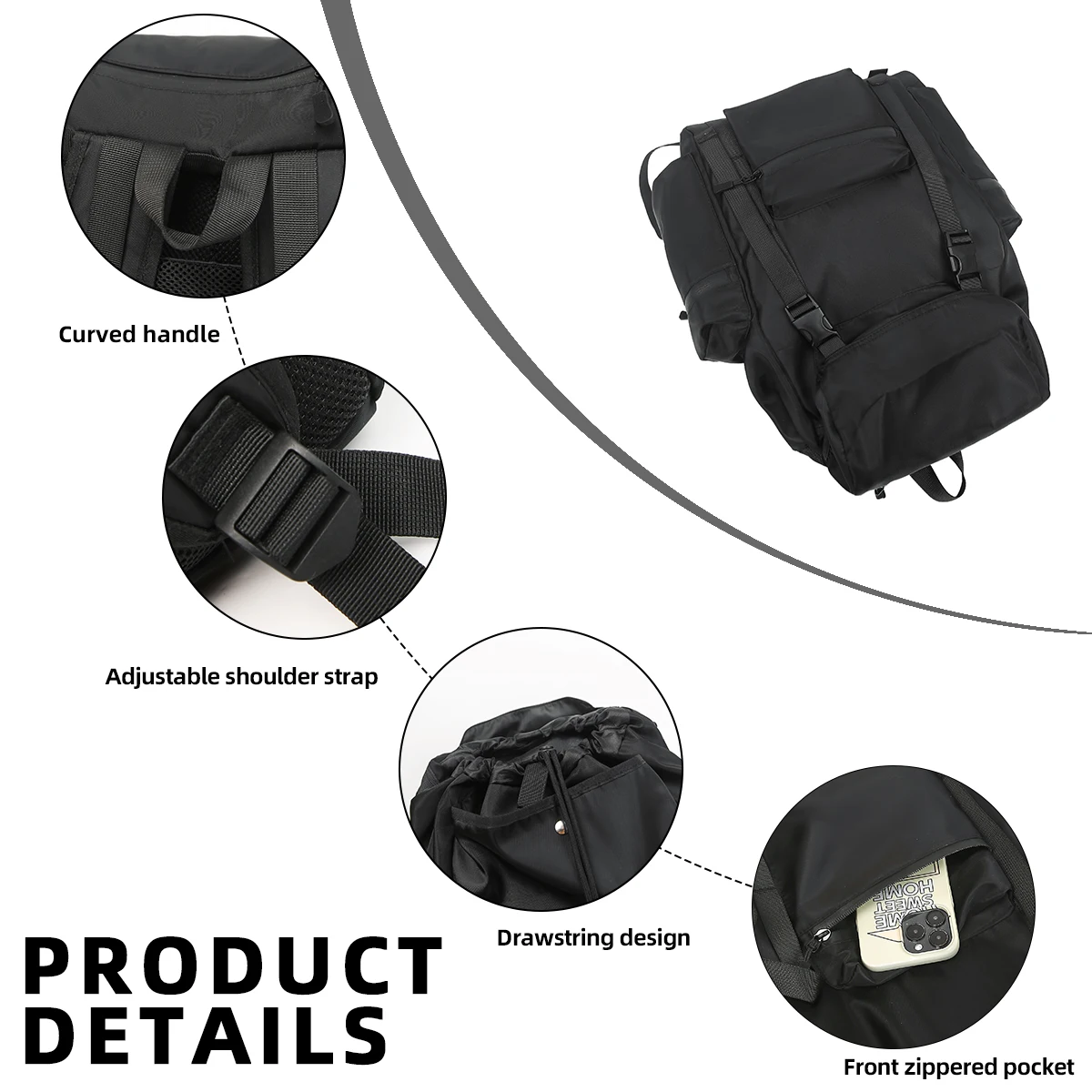 New Outdoor Large-Capacity Waterproof Lightweight Drawstring Backpack for Women, Travel Mountaineering Computer Backpack, Male Student School Bag, High School Student