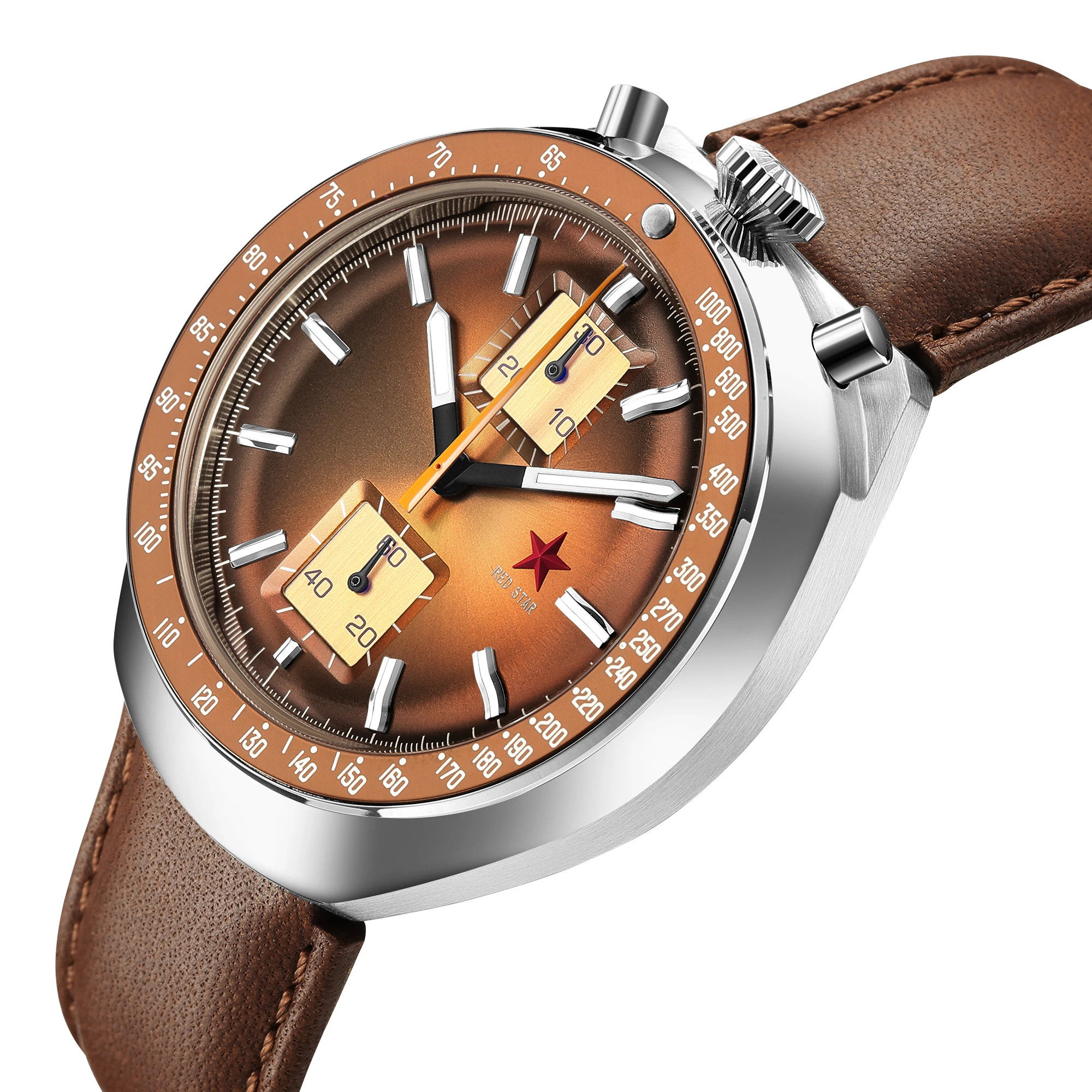 

RED STAR Bullhead Chronograph 1963 Watch Luminous With Seagull ST1901 Movement Gooseneck Pilots Men Mechanical Wristwatches