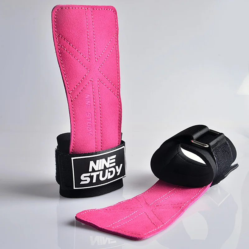 1Pair Cowhide Gym Gloves Pull-up Lifting Gymnastic Crossfit Anti-Skid Belt Wraps Support Palm Protection Pad Gloves For Women 2