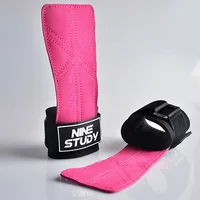 1Pair Cowhide Gym Gloves Pull-up Lifting Gymnastic Crossfit Anti-Skid Belt Wraps Support Palm Protection Pad Gloves For Women 2