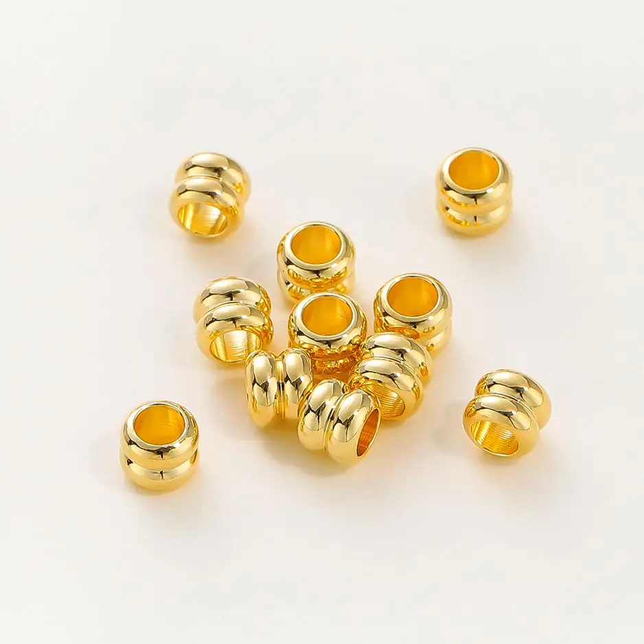 

20pcs/lot 14K 18K Gold Plated Platinum Cylinder Bracelet Metal Beading Loose Spacer Beads For Decorate DIY Jewelry Findings