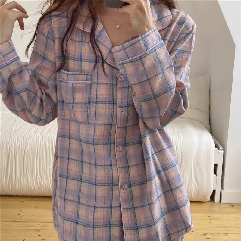 Pajama Sets Girls Pajamas Spring Autumn Thin Lapel Cardigan for Students