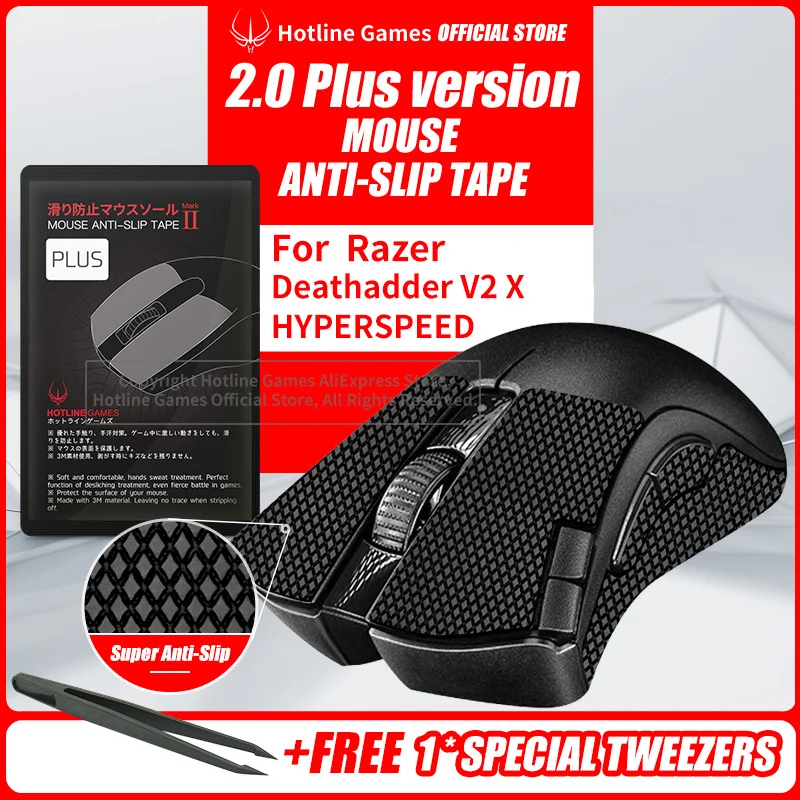 Hotline Jogos 2.0 Mais Fita de Aperto Antiderrapante do Mouse para Razer Deathadder v2 x Hypervelocidade Umidade Wicking Pré Corte Fácil de Aplicar