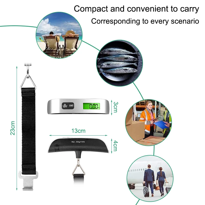 Luggage Scale Portable LCD Digital Hanging 50kg/110lb With Belt for Electronic Weight Tool