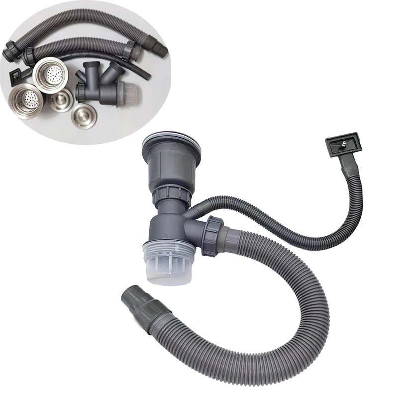 Kitchen Sink Drain Hose Set Double Filter Anti-odour With Stop Valve For Washbasin Bathroom Kitchen kitchen accessories drain pipe set sink drain filter