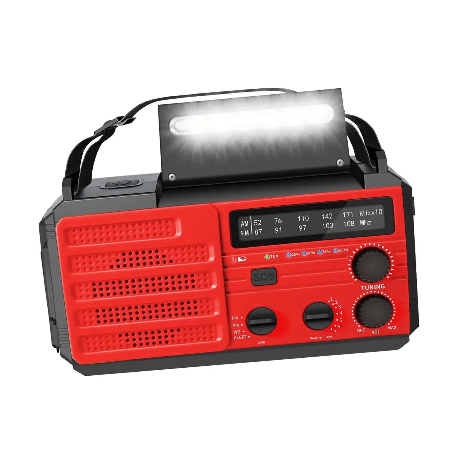 

Emergency Weather Radio Dynamo Radio with Flashlight Portable Solar Radio for Backpacking Outdoor Emergency Camping Survival Red